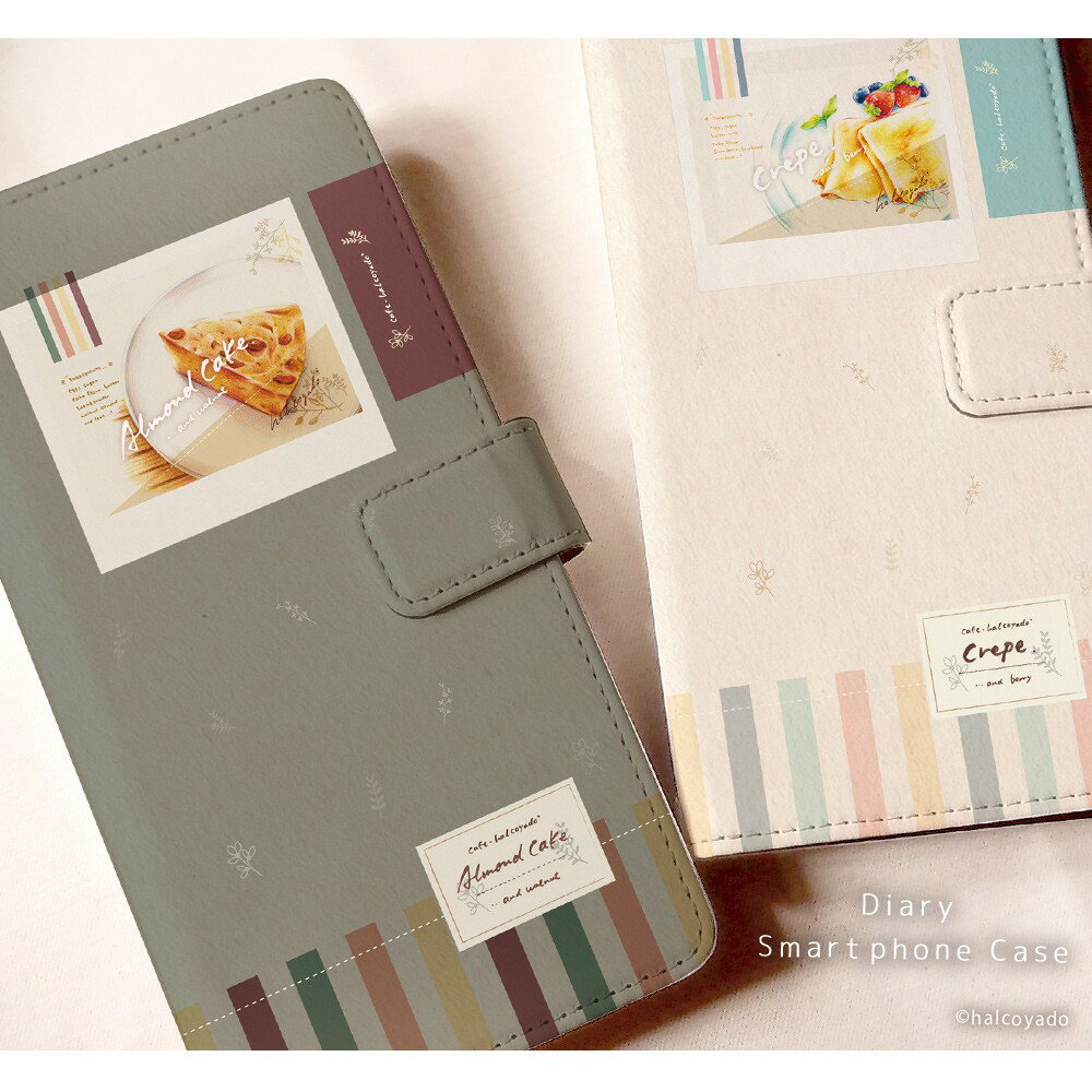 スマホケース Xperia 10 V SOG11 ケース 手帳型 Xperia10V エクスペリア10v カバー デザイン スイーツ01(色鉛筆画) スイーツ ケーキ お菓子 くすみカラー パステルカラー 北欧 マカロン パン 大人かわいい オシャレ