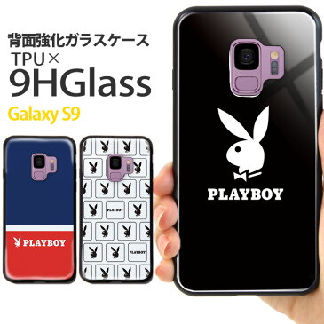 Galaxy S9 SC-02K SCV38 ケース プレイボーイ 背面ガラス ギャラクシー docomo ドコモ au スマホケース カバー 携帯ケース かわいい きれい おしゃれ 韓国 playboy ブランド デザイン コラボ