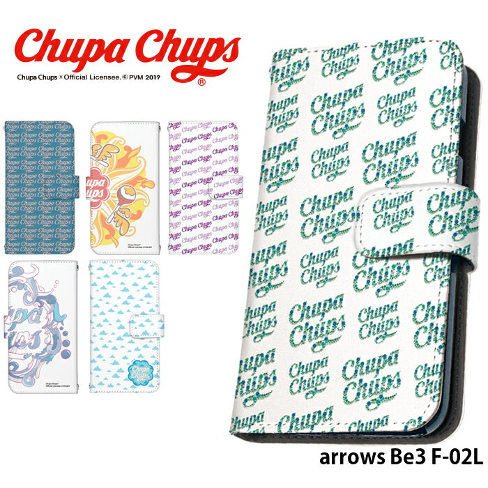 スマホケース arrows Be3 F-02L 手帳型 ケース f02l アロウズbe3 デザイン チュッパチャプス Chupa Chups ストラップホルダー