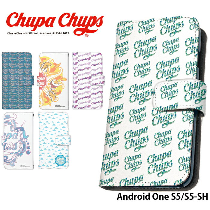 スマホケース Android One S5/S5-SH 手帳型 ケース アンドロイドワン デザイン チュッパチャプス Chupa Chups ストラップホルダー