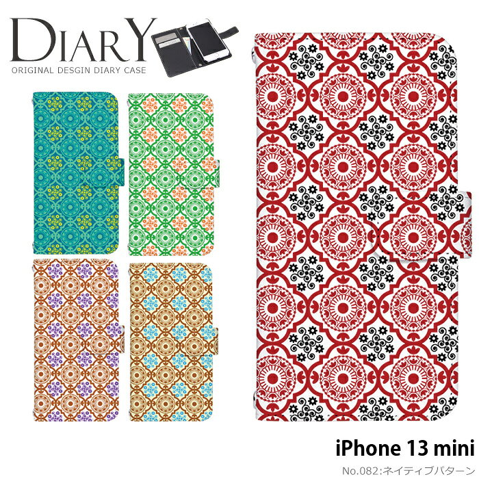 乐天商城 - スマホケース iPhone 13 mini 手帳型 ケース iPhone13 mini iPhone13mini アイフォン13 ミニ デザイン ベルトなし ネイティブパターン ストラップホルダー