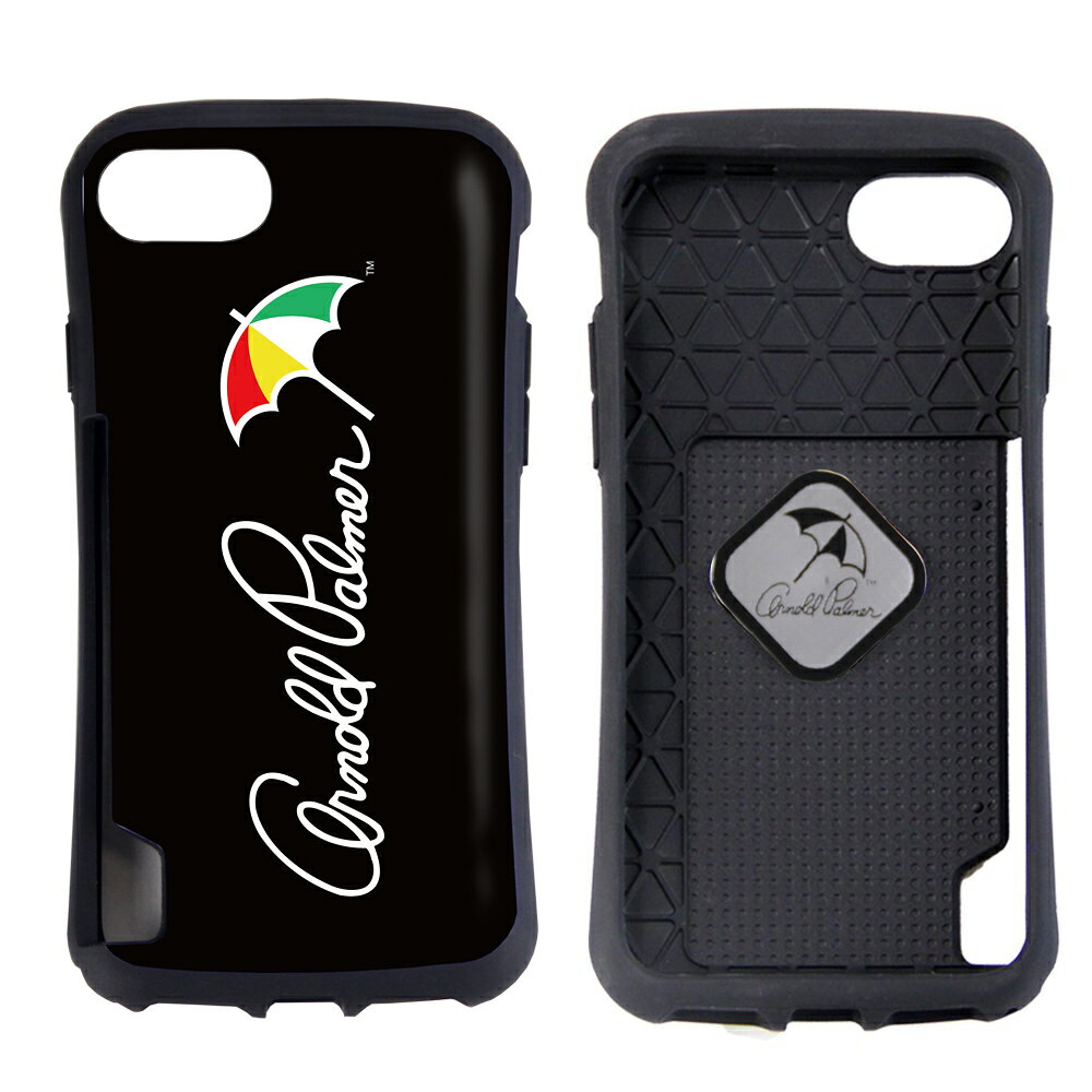 【訳あり 在庫処分】arnold palmer スマホケース iPhone SE 第3世代 iPhoneSE 第2世代 アーノルドパーマー 正規品 iPhone8 アイフォンSE 第三世代 背面カード収納 バンパー 電磁波防止シート付 耐衝撃 スマホ ケース カバー 携帯ケース 2.ロゴ(BK)