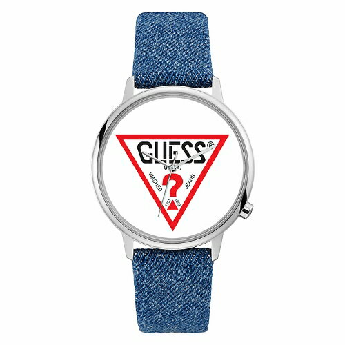 ゲス 2年保証 Guess ゲス ORIGINALS オリジナル Hollywood ハリウッド 腕時計 メンズ＆レディース V1001M1 ステンレス デニム レザーベルト シルバー ブルー 銀 青 クォーツ 電池式【smtb-m】