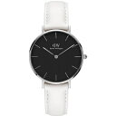 ギフト対応 新品 2年保証 Daniel Wellington ダニエル ウェリントン DW Petite Bondi ペティット ボンダイ DW00100284 32mm 腕時計 レディース ムーブメント：クォーツ(電池式)日本製 3気圧防水 風防：ミネラルクリスタルガラス ケース素材:ステンレス316L(ダブルメッキ) ベルト素材:レザーベルト 通常尾錠 カラー ケースカラー：シルバー ベルトカラー：ホワイト 文字盤カラー：ブラック 針：シルバー サイズ ケース幅：約32mm ケース厚：約6mm 腕周り：約約11-18cm ベルト幅：約14mm 付属品 専用ケース一式・取扱説明書一式・保証書(ギャランティー)一式・ベルトピン外し工具 Petite Bondi は、今シーズンのマストハブアイテム。 手元を繊細に飾る極薄型のケースに、フレッシュなホワイトレザーのベルトとシルバーで縁取られたブラックフェイスのコントラストは、クールな中に柔らかみのある手元を演出します。カテゴリトップ＞ 腕時計＞ ブランド別2＞ ダニエルウェリントン カテゴリトップ＞ 腕時計＞ 駆動方式＞ クォーツ カテゴリトップ＞ 腕時計＞ 表示形式＞ アナログ カテゴリトップ＞ 腕時計＞ ベルト素材＞ レザー