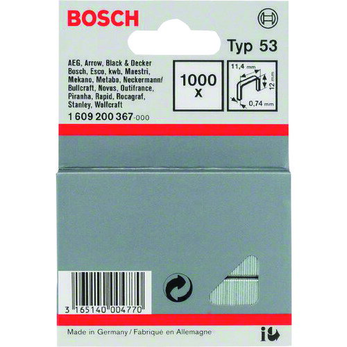 BOSCH ボッシュ ステープル 12mm（1000本入） (1箱) 品番：ST12-114