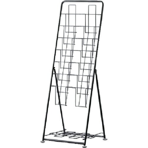 アールエフヤマカワ パンフレットスタンド 7段 ダブル ブラック (1台) 品番：RFPFS-DBBK