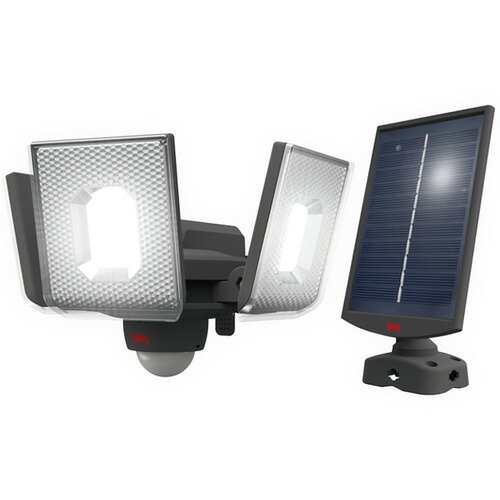 ムサシ 防犯用センサーライト 7.5W×3灯スライド型 LEDソーラーセンサーライト (1台) 品番：S-340L