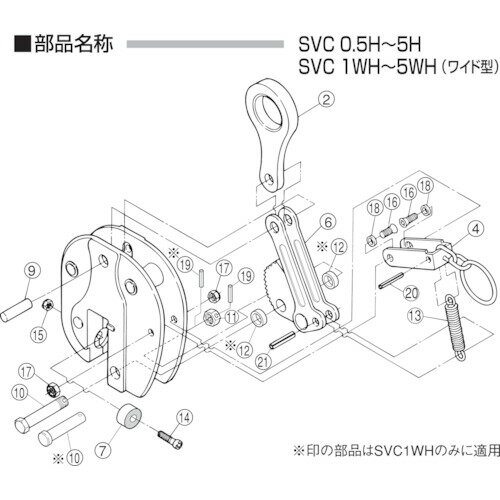 SUPERTOOL スーパーツール 立吊クランプ（SVC−H）用カム支持ピンセット (1S) 品番：SVK0.5H