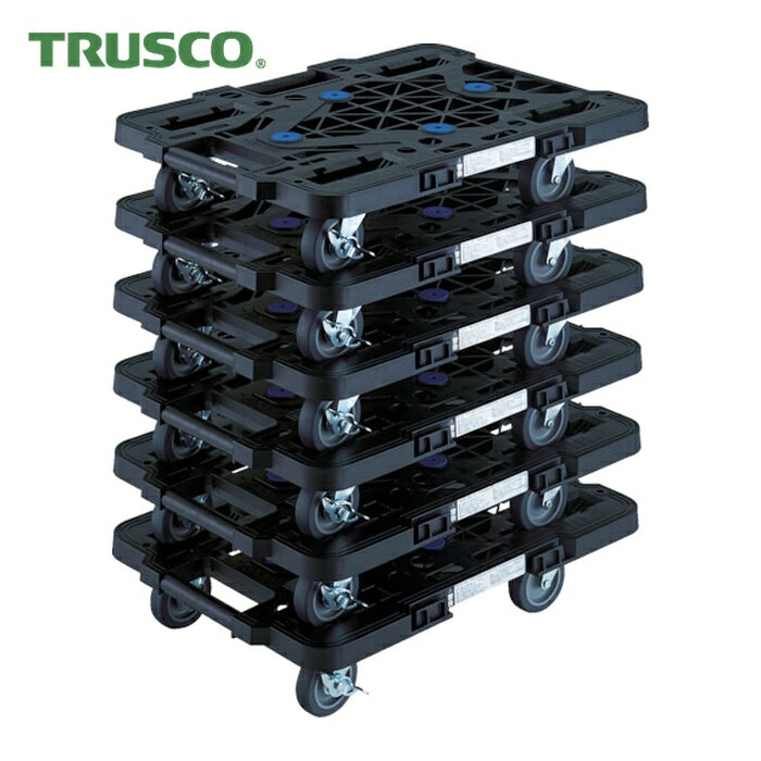 トラスコ TRUSCO まとめ買い 樹脂製平台車 ルートバン MPK-500JS-BK 6台セット (1S) MPK-500JS-BK-M6