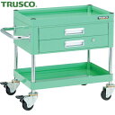 トラスコ TRUSCO ツールワゴン ファルコンワゴン750X500 2段引出付 ゴム車輪 ヤンググリーン (1台) 品番:FAW-672X-YG