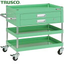 トラスコ TRUSCO ツールワゴン ファルコンワゴン750X500 2段引出付 ゴム車輪 ヤンググリーン (1台) 品番:FAW-773X-YG