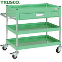 トラスコ TRUSCO ツールワゴン ファルコンワゴン750X500 1段浅引出付 ゴム車輪 ヤンググリーン (1台) 品番:FAW-773Z-YG