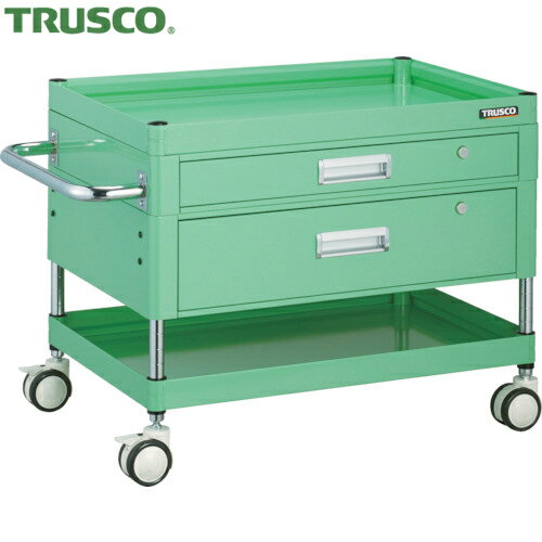 トラスコ ファルコンワゴン 引出付 750X500 ウレタン双輪 YG色 (1台) FAW-672VZD-YG