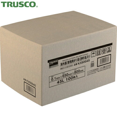トラスコ TRUSCO 海外製 業務用ポリ袋 透明・箱入 0.1×90L 100枚入 (1箱) 品番:K×S0090