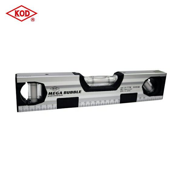 アカツキ製作所 KOD 水平器 すいへいき 水準器 レベル メガバブルシルバー マグネット付 (1本) 品番：LS-777M 230MM