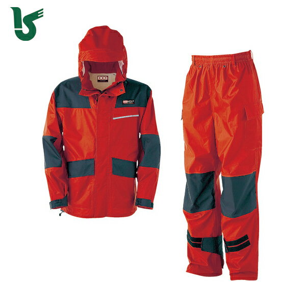 カジメイク 雨具 合羽 カッパ レインスーツ 仕事合羽 オーロラレッド 3L (1着) 品番:KM001-81-3L