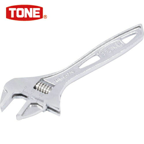 TONE トネ プロ用 モンキー ハイパーウォームモンキレンチ目盛付 最大口開き26mm 全長150mm (1丁) 品番：MWR-150