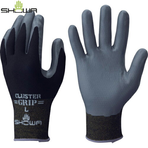 SHOWA ショーワグローブ 作業手袋 ニトリルゴム背抜き手袋 No371組立グリップクラスター ブラック Sサイズ (1双) 品番：NO371-S