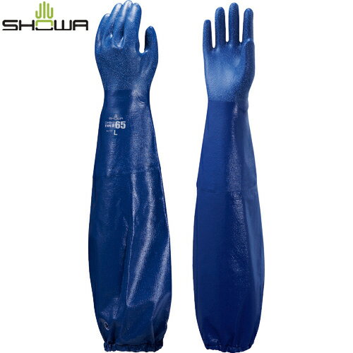 ショーワグローブ 作業手袋 腕カバー付手袋 No774ニトローブTYPE-R65 ブルー Lサイズ (1双) 品番：NO774-L
