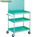 トラスコ TRUSCO ツールワゴン フェニックスワゴン 省音 750X500XH880 3段 上部パンチングパネル仕様 ヤンググリーン (1台) 品番:PEW...