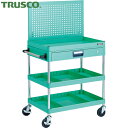 トラスコ TRUSCO ツールワゴン フェニックスワゴン 省音 750X500 仕切2段付 引出付 上部パンチングパネル仕様 ヤンググリーン (1台) 品番:P...