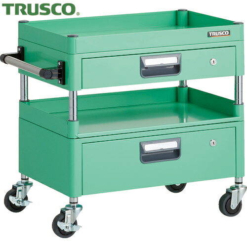 トラスコ フェニックスワゴン 省音 600X400XH600 引出付 3方棚板付 YG色 (1台) PEW-661H1VZ-YG