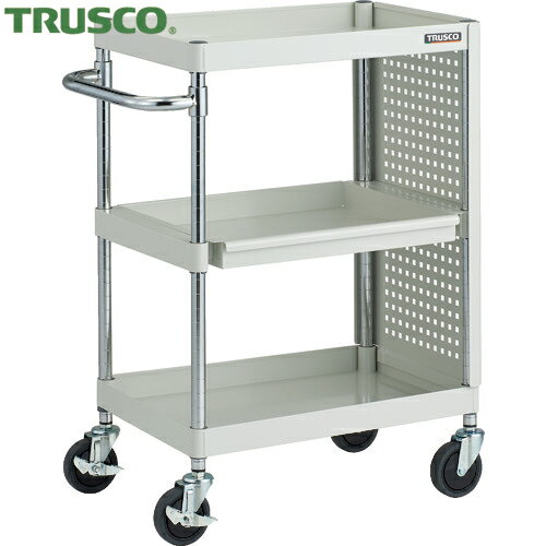 トラスコ フェニックスワゴン 抗菌 省音 600X400 スライド1段 側面パネル付 W色 (1台) PEW-962M1PL-W