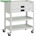 トラスコ TRUSCO ツールワゴン ラビットワゴン 700X450XH880 2段引出付 ゴム車輪 ホワイト (1台) 品番:RBW-973X-W