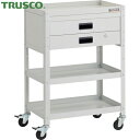 トラスコ TRUSCO ツールワゴン ラビットワゴン 600X400XH880 2段引出付 ゴム車輪 ホワイト (1台) 品番:RBW-963X-W