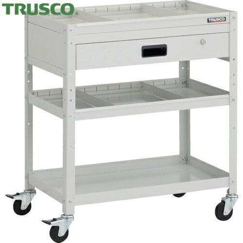 トラスコ TRUSCO ツールワゴン ラビットワゴン 700X450XH810 1段引出 仕切板2段付 ゴム車輪 ホワイト (..