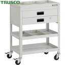 トラスコ TRUSCO ツールワゴン ラビットワゴン 600X400XH810 2段引出 仕切板2段付 ゴム車輪 ホワイト (1台) 品番:RBW-863S2X...