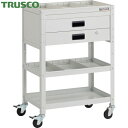 トラスコ TRUSCO ツールワゴン ラビットワゴン 600X400XH880 2段引出 仕切板2段付 ゴム車輪 ホワイト (1台) 品番:RBW-963S2X...