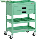 トラスコ TRUSCO ツールワゴン ラビットワゴン 600X400XH810 2段引出 仕切板2段付 ゴム車輪 ヤンググリーン (1台) 品番:RBW-863...