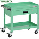 トラスコ TRUSCO ツールワゴン ラビットワゴン 600X400XH600 2段 1段引出 ハンドル付 ゴム車輪 ヤンググリーン (1台) 品番:RBW-6...