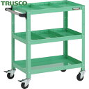 トラスコ TRUSCO ツールワゴン ラビットワゴン 600X400XH740 3段 仕切板2段付 ハンドル付 ゴム車輪 ヤンググリーン (1台) 品番:RBW...