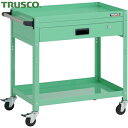 トラスコ TRUSCO ツールワゴン ラビットワゴン 700X450XH740 2段 1段引出付 ハンドル付 ゴム車輪 ヤンググリーン (1台) 品番:RBW-...