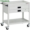 トラスコ TRUSCO ツールワゴン ラビットワゴン 700X450XH740 2段 2段引出付 ハンドル付 ゴム車輪 ホワイト (1台) 品番:RBW-772...