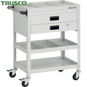 トラスコ TRUSCO ツールワゴン ラビットワゴン 600X400XH810 3段 2段引出付 仕切板2段付 ハンドル付 ゴム車輪 ホワイト (1台) 品番:...