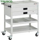 トラスコ TRUSCO ツールワゴン ラビットワゴン 700X450XH810 3段 2段引出付 仕切板2段付 ハンドル付 ゴム車輪 ホワイト (1台) 品番:...