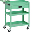 トラスコ TRUSCO ツールワゴン ラビットワゴン 600X400XH810 3段 1段引出付 ハンドル付 ゴム車輪 ヤンググリーン (1台) 品番:RBW-...