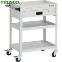 トラスコ TRUSCO ツールワゴン ラビットワゴン 600X400XH810 3段 1段引出付 ハンドル付 ゴム車輪 ホワイト (1台) 品番:RBW-863...