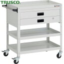 トラスコ TRUSCO ツールワゴン ラビットワゴン 700X450XH810 3段 2段引出付 ハンドル付 ゴム車輪 ホワイト (1台) 品番:RBW-873...