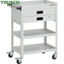 トラスコ TRUSCO ツールワゴン ラビットワゴン 600X400XH880 3段 2段引出付 ハンドル付 ゴム車輪 ホワイト (1台) 品番:RBW-963...