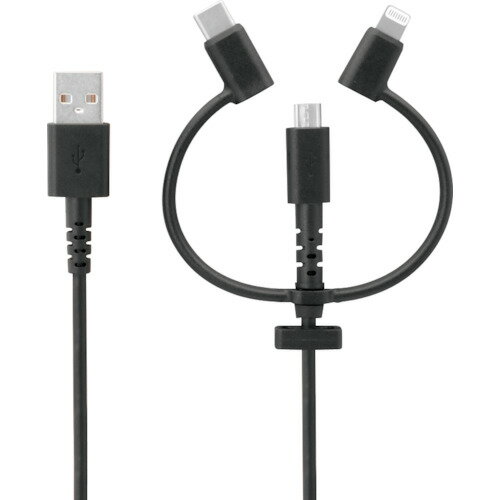 オウルテック 3 in 1 Lightningアダプター&USB Type-Cアダプター付き microUSBケーブル ブラック 200cm..