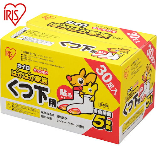 アイリスオーヤマ IRIS 512647 カイロ ぽかぽか家族 貼るくつ下用 30足入 (1箱) 品番：PKN-30HK