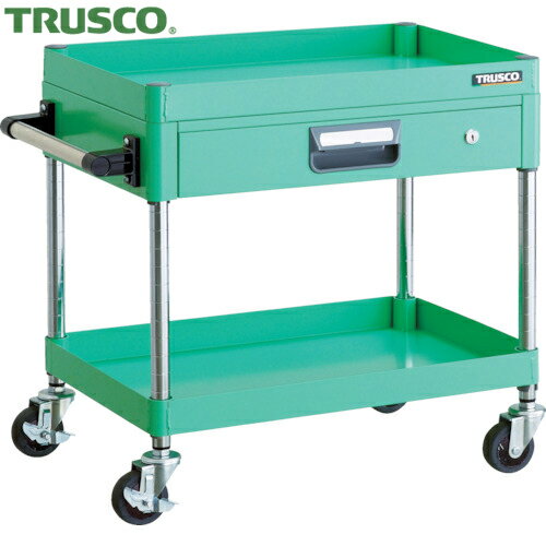 トラスコ フェニックスワゴン 省音 600X400 薄型1段引出付 YG色 (1台) PEW-662Z-YG