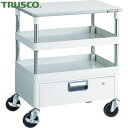 トラスコ TRUSCO ツールワゴン フェニックスワゴン 省音 750X500 1段引出 天板付 ホワイト (1台) 品番:PEW-772VT-W