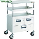 トラスコ TRUSCO ツールワゴン フェニックスワゴン 抗菌 省音 600X400XH880 引出 天板付 ホワイト (1台) 品番:PEW-962VWT-W