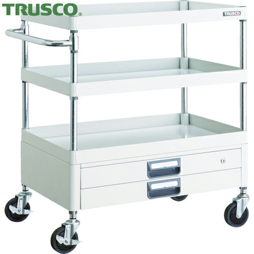 トラスコ フェニックスワゴン 省音 750X500XH880 2段引出付 W色 (1台) PEW-973X-W