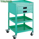 トラスコ TRUSCO ツールワゴン ラビットワゴン 500X500 引出2段付 ゴム車輪 ヤンググリーン (1台) 品番:RBW-953X YG